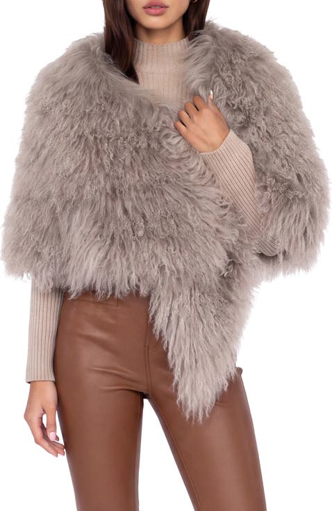 Select Genuine Shearling Shawl