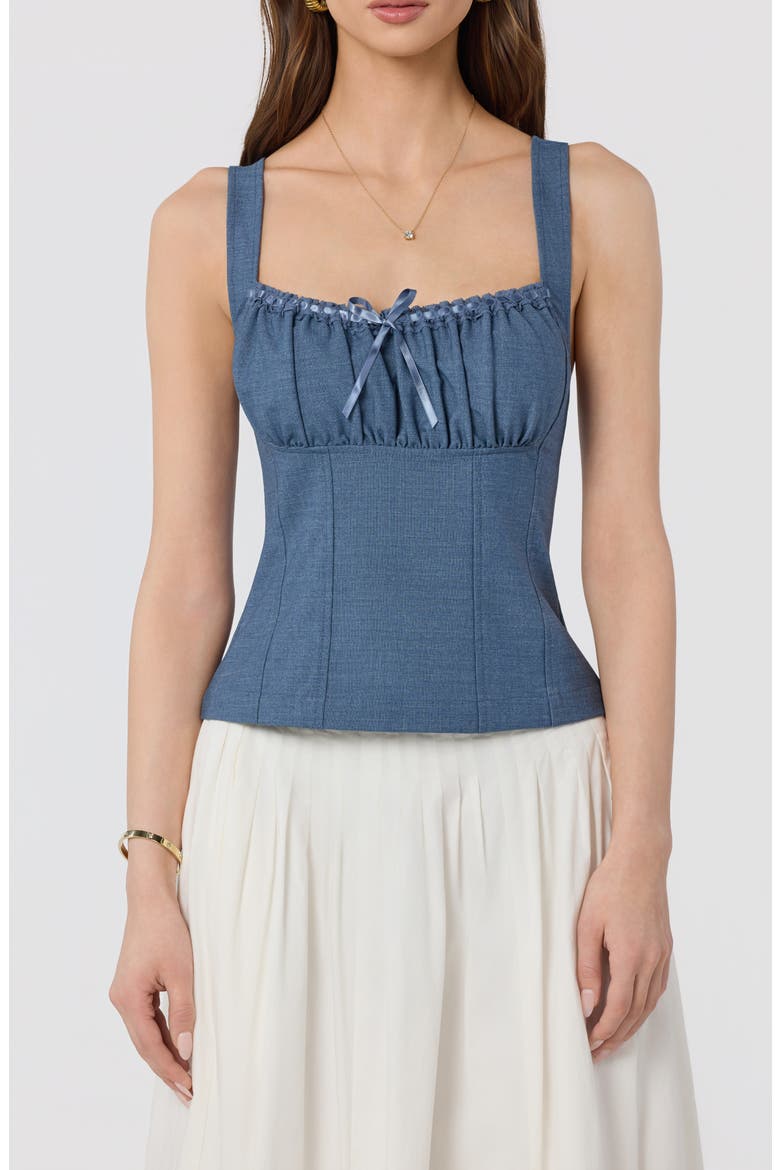 Lace Trim Milkmaid Top, Main, color, CHAMBRAY