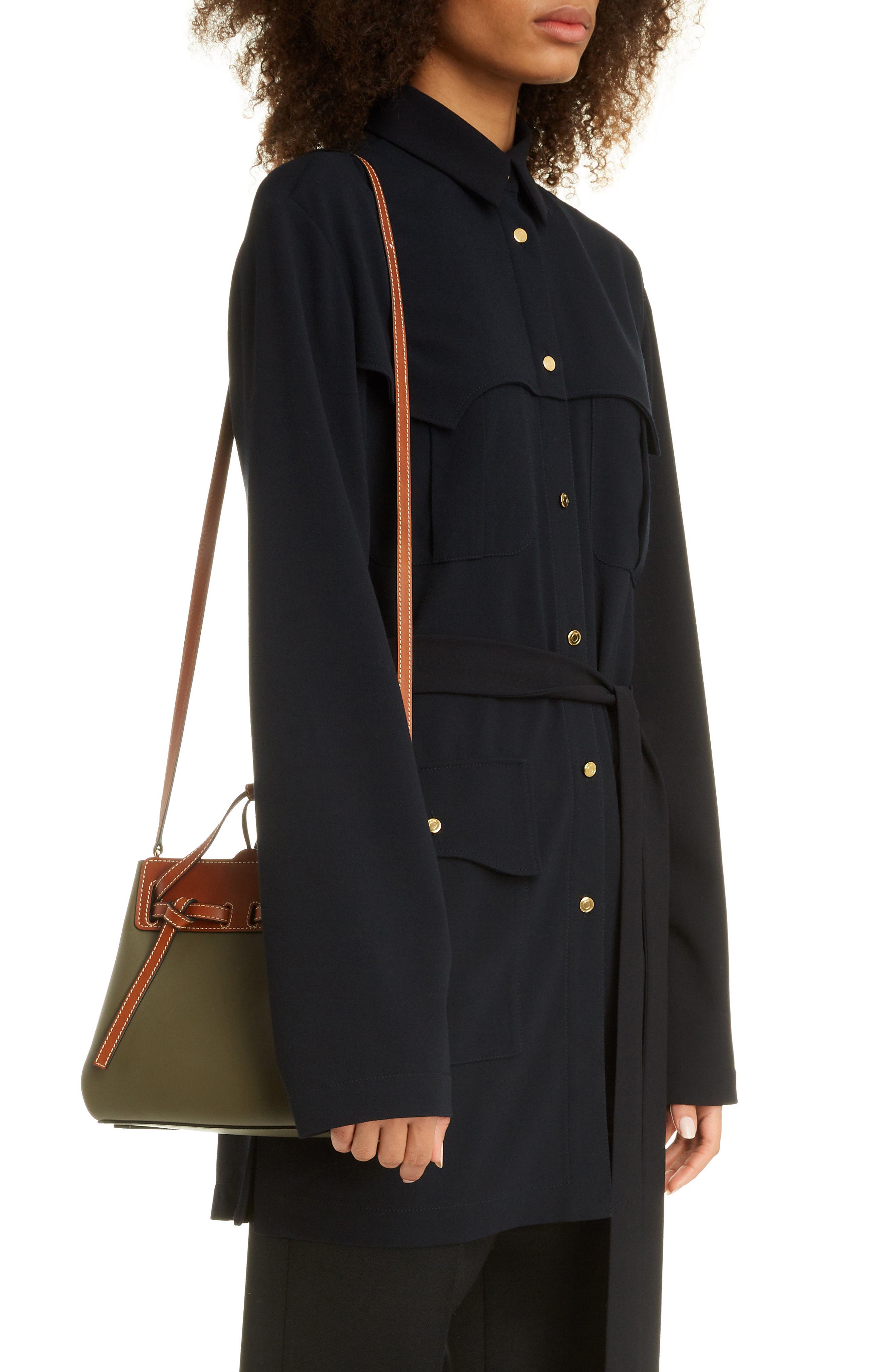 Loewe Mini Lazo Leather & Canvas Bag, Alternate, color, 