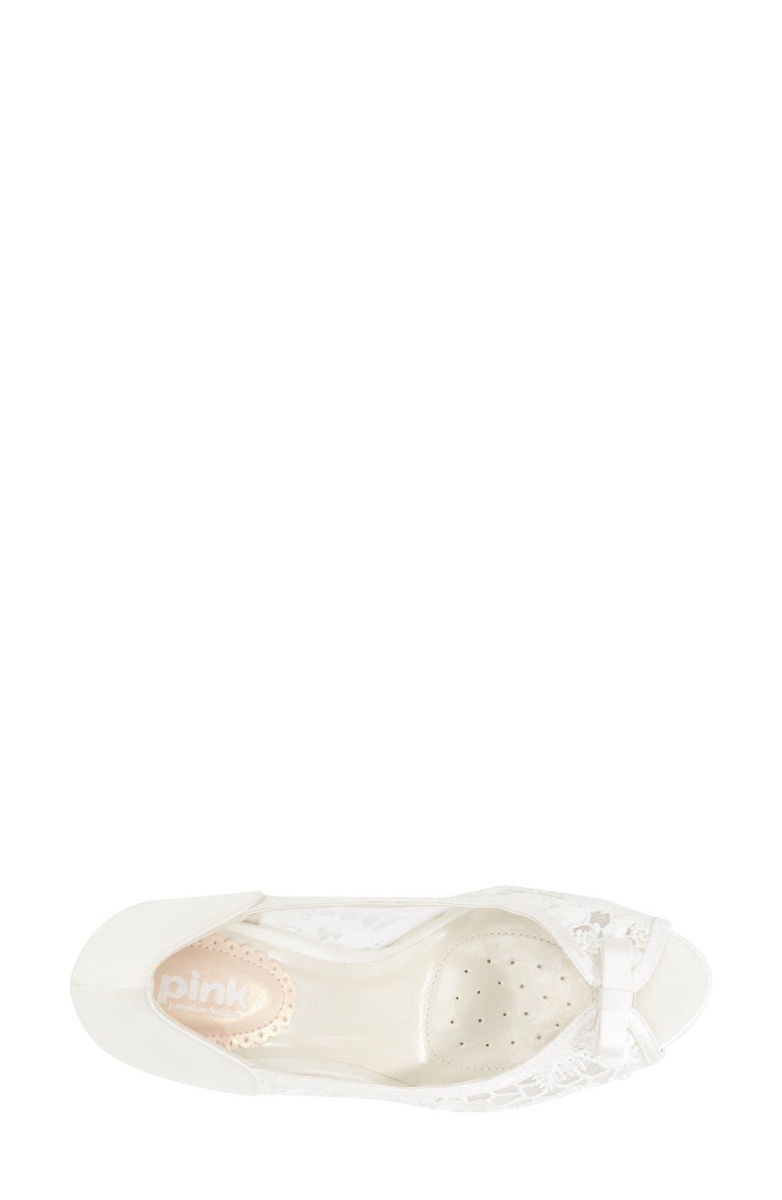 'Zinnia' Lace Peep Toe Pump, Alternate, color, IVORY SATIN/ LACE
