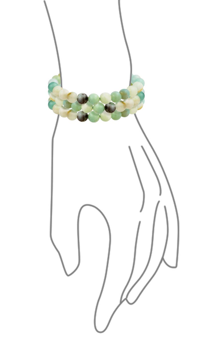 BLING JEWELRY Set of 3 Semiprecious Stone Beaded Stretch Bracelets, Alternate, color, Aquamarine