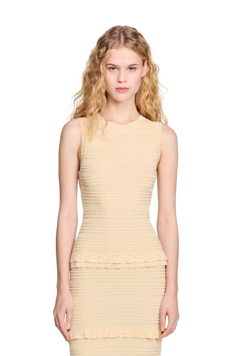 SANDRO Ruffled knit maxi dress, Alternate, color, 