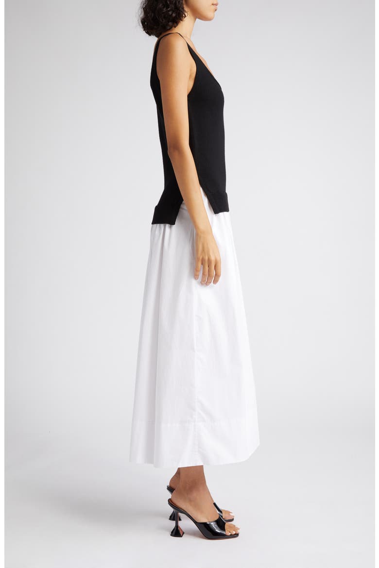 Corey Mixed Media Merino Wool & Stretch Poplin Dress, Alternate, color, BLACK/ WHITE