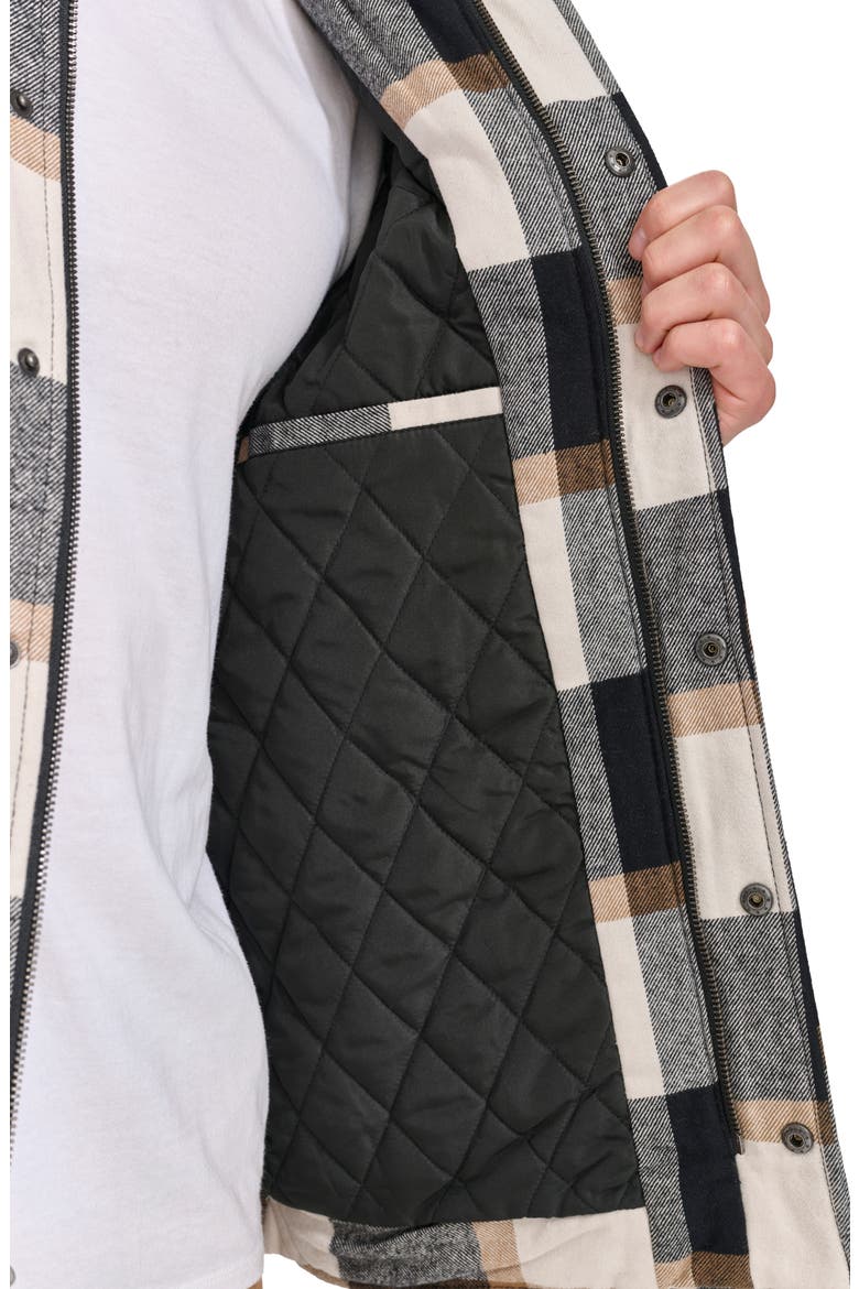 Quilt Lined Cotton Shacket, Alternate, color, BLACK/ CARAMEL