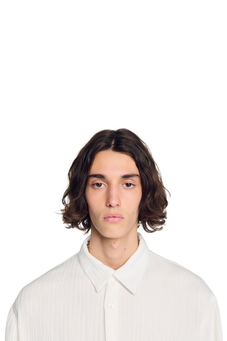 Crinkled loose-fit shirt, Alternate, color, White