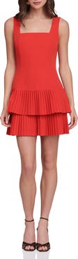 Avec Les Filles Pleat Double Ruffle Minidress
