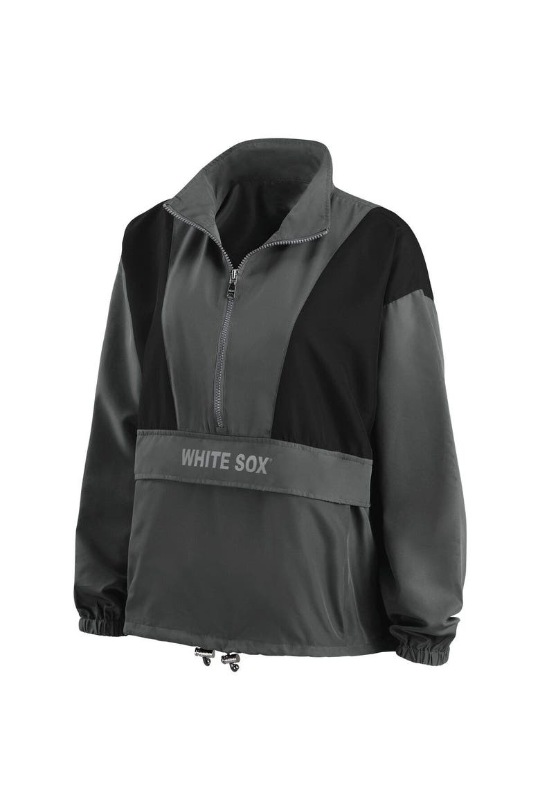 Women's WEAR by Erin Andrews Charcoal Chicago White Sox Packable Half-Zip Jacket, Alternate, color, Charcoal