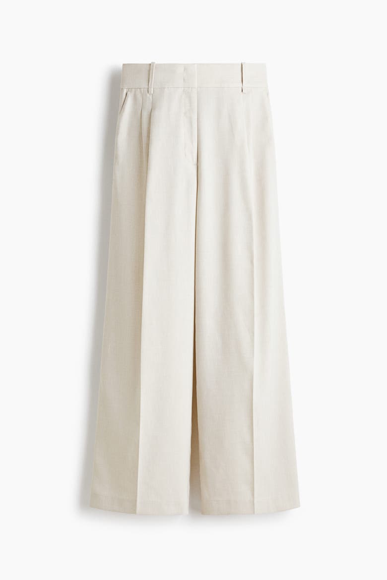Wide Tailored Trousers, Alternate, color, Light beige