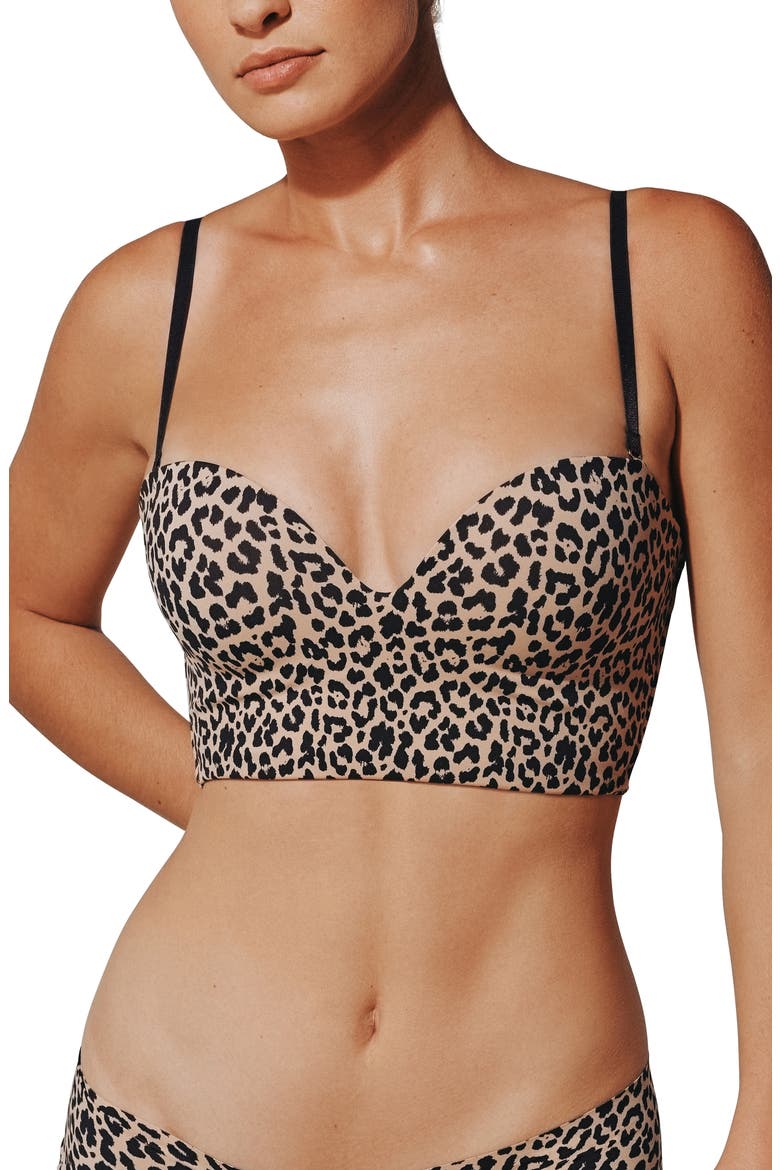 Zero Edge™ Strapless Underwire Bustier Bra, Main, color, LEOPARD