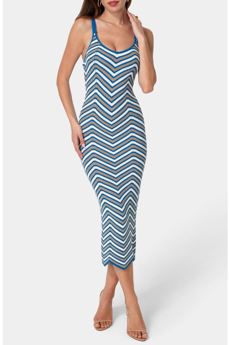 Crochet Midi Dress, Main, color, BLUE/ MULTI