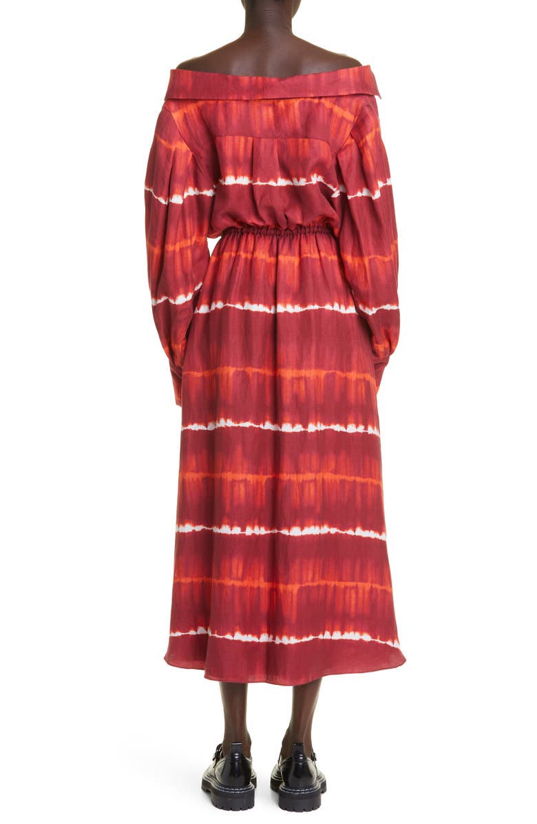 Altuzarra Lyddy Tie Dye Stripe Long Sleeve Linen Blend Dress, Alternate, color,
