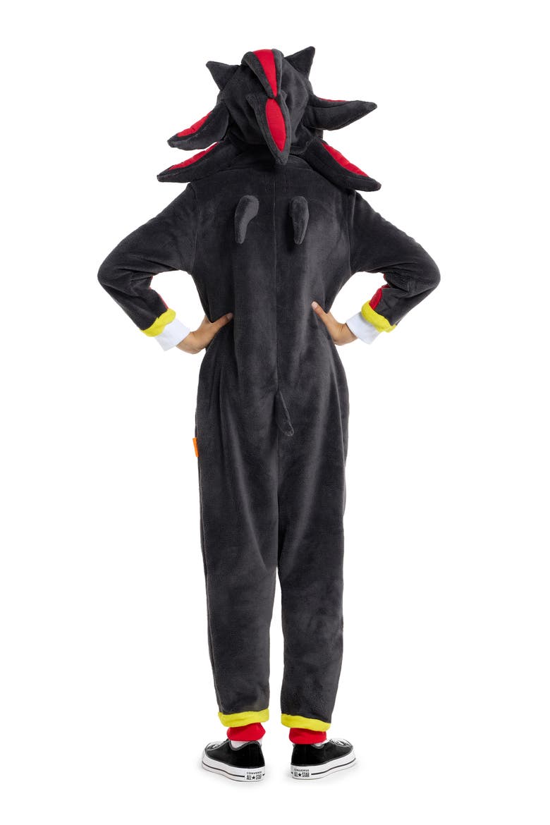 Kids' Shadow Hooded Bodysuit, Alternate, color, BLACK
