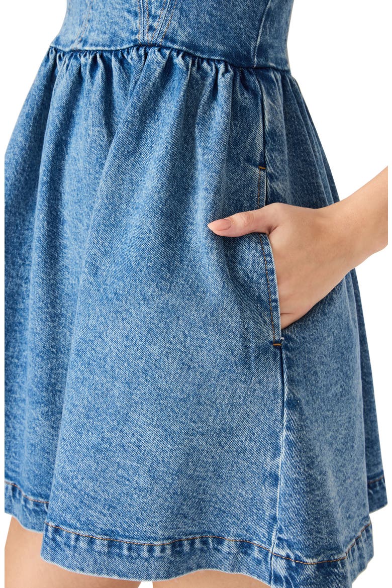 Meaghan Tie Strap Denim Minidress, Alternate, color, BLUE HEATHER