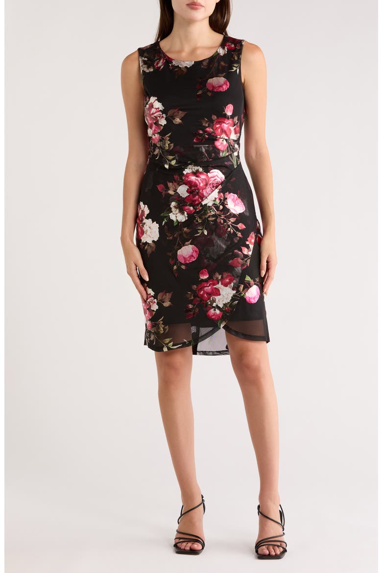 Foiled Mesh Dress, Main, color, CRIMSON