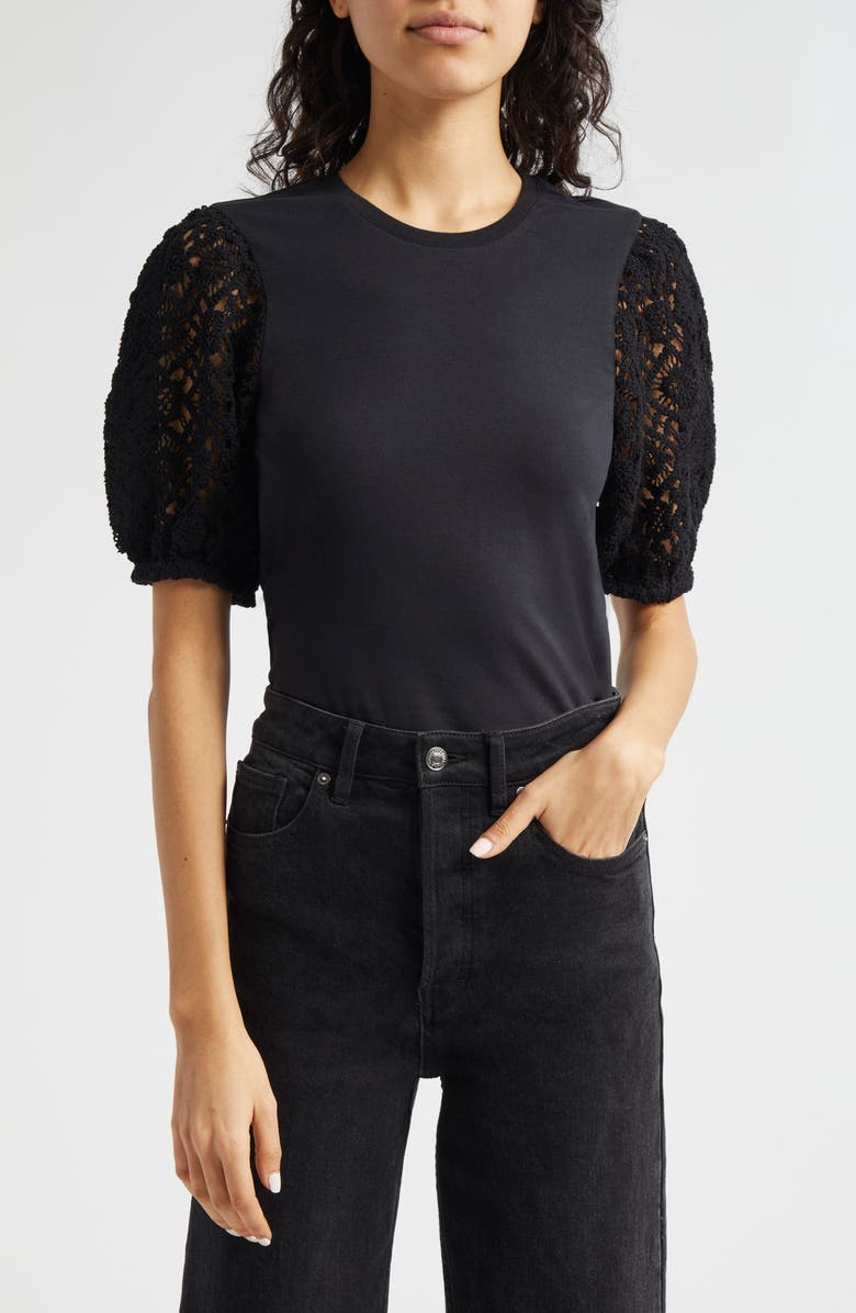 Cinq à Sept Corianna Lace Sleeve Top, Main, color, Black