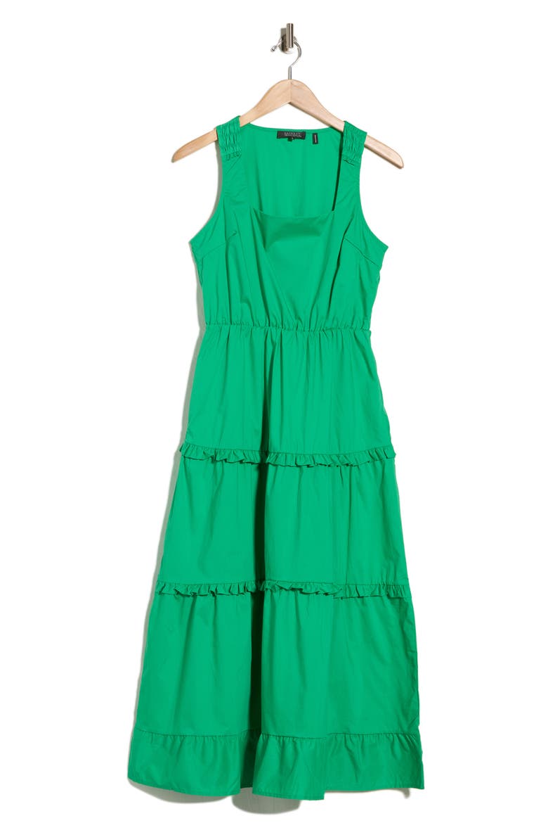 Ruffle Trim Tiered Cotton Maxi Dress, Alternate, color, GREEN