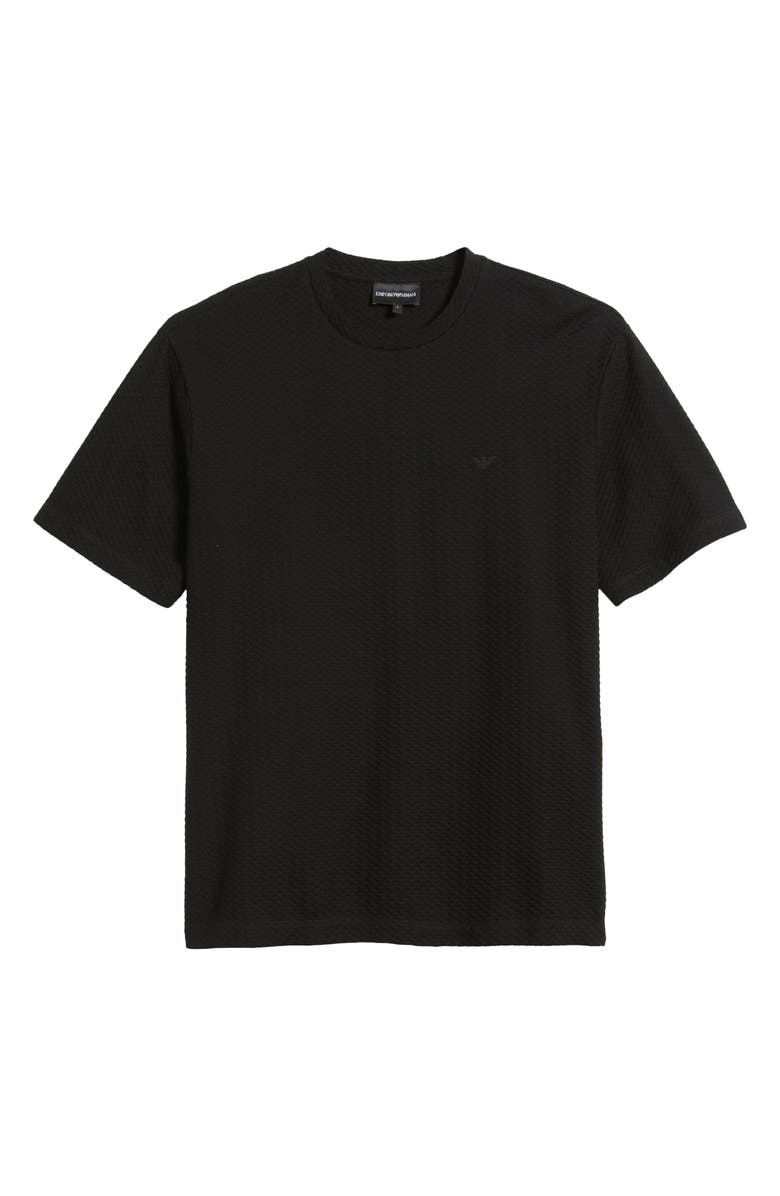 Emporio Armani Textured Cotton T-Shirt, Alternate, color, Solid Black