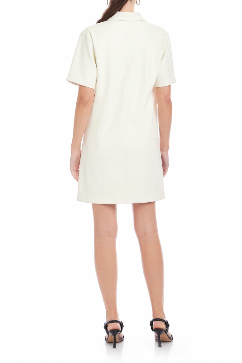 Sarah Faux Leather Half Zip Shift Dress, Alternate, color, BONE