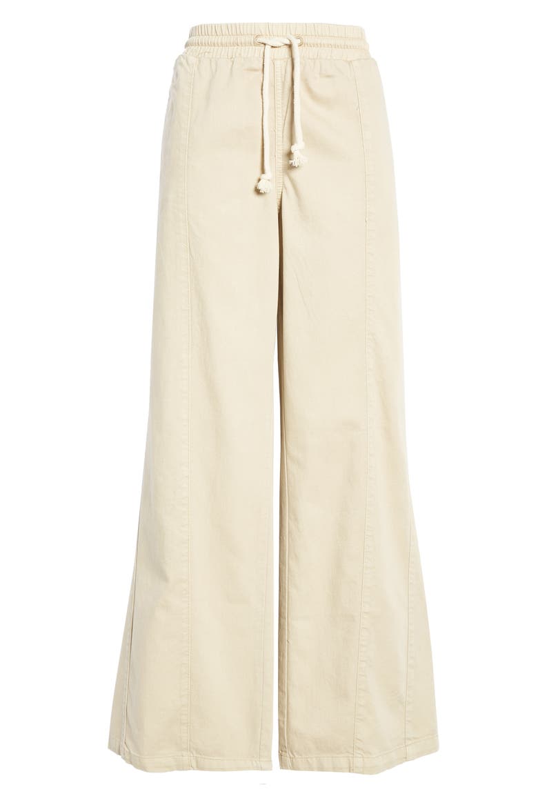 High Waist Wide Leg Drawstring Pants, Alternate, color, STONE