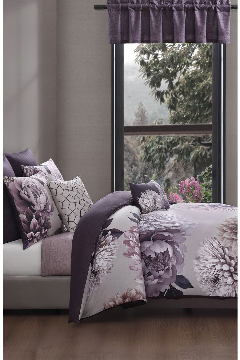 Plum Petal 5-Piece Reversible Comforter Set, Alternate, color, PURPLE