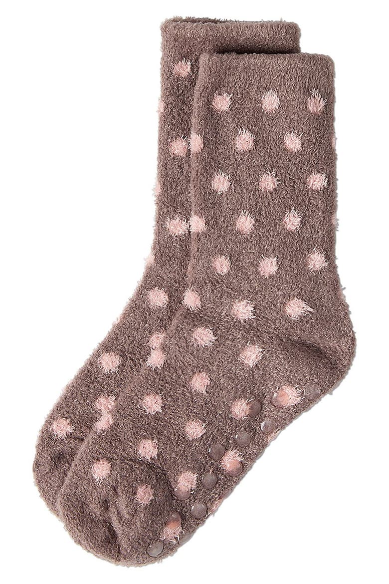 Polka Dot Lavender Infused Crew Socks, Alternate, color, STONE