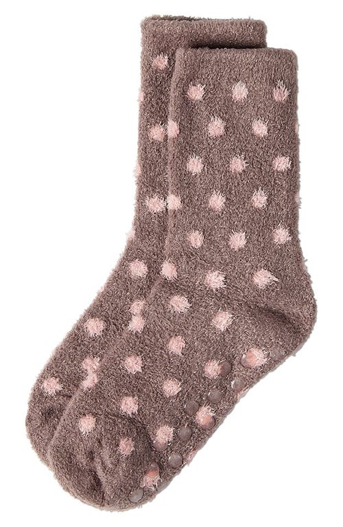Memoi Polka Dot Lavender Infused Crew Socks In Brown
