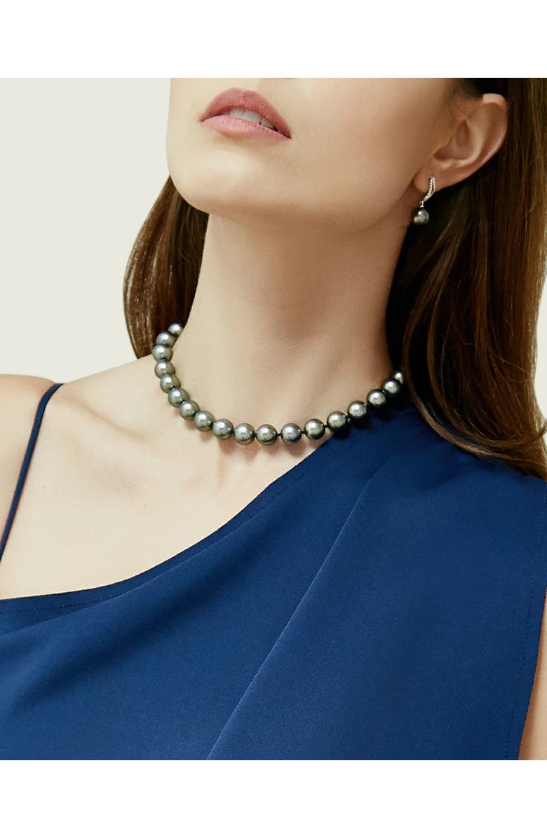 The Pearl Source 10-12mm Silver Tahitian South Sea Pearl Necklace - Premier AAAA Quality, Alternate, color, White Gold Clasp