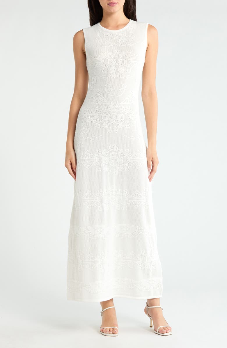 ALIGNE Ashley Paisley Jacquard Cotton Blend Dress, Main, color, White