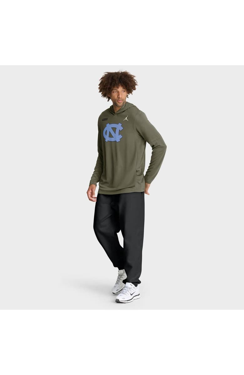Jordan Brand Men's Jordan Brand Olive North Carolina Tar Heels 2025 Military Appreciation Dri-FIT Long Sleeve Hoodie T-Shirt, Alternate, color, Olive
