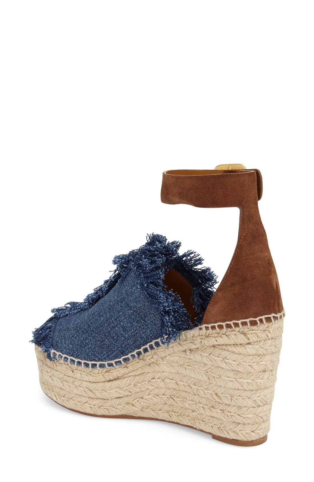 'Isa' Espadrille Wedge Sandal, Alternate, color, BLUE DENIM