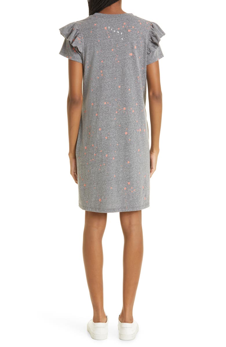 Clare V. Ruffle Shoulder Dot Cotton T-Shirt Dress, Alternate, color,