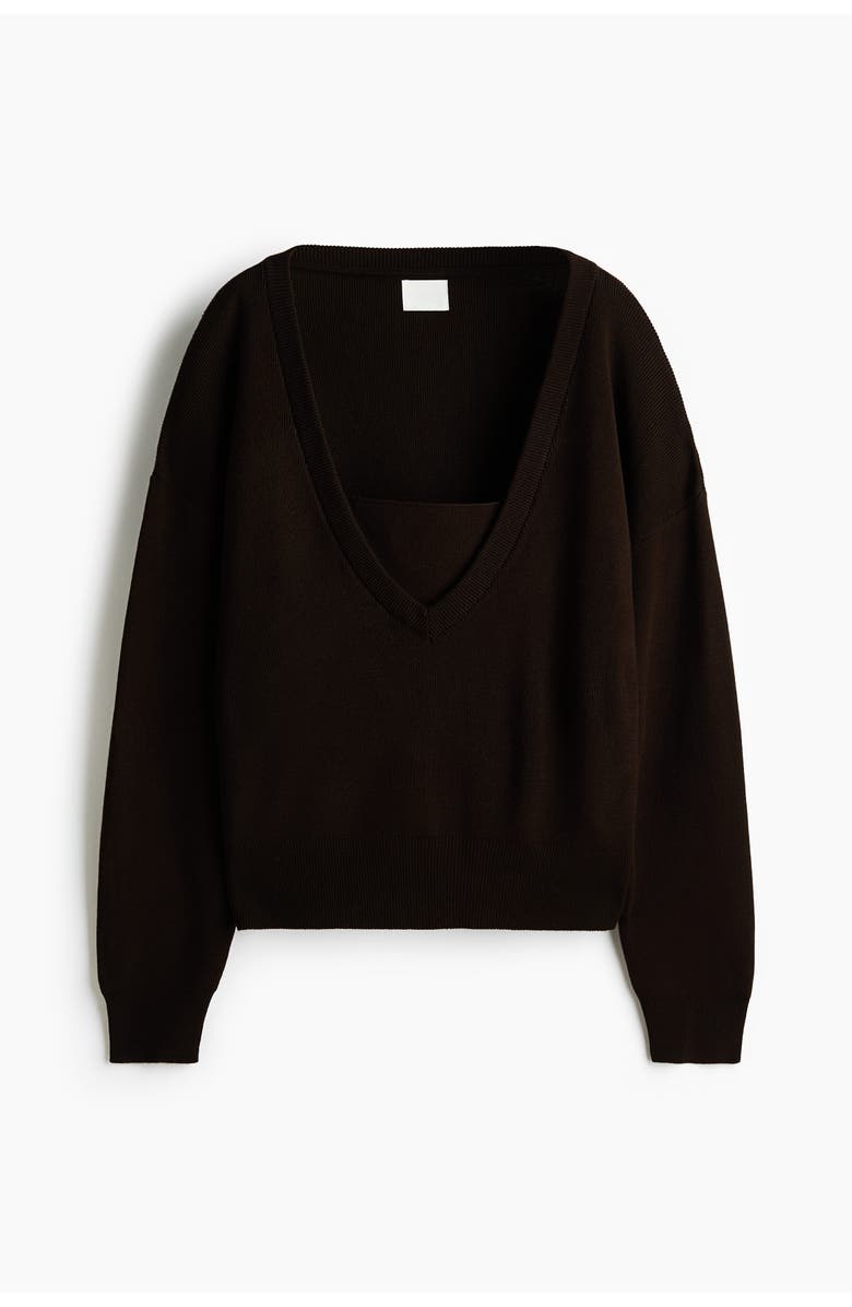H&M V-neck Jumper, Main, color, Dark Brown