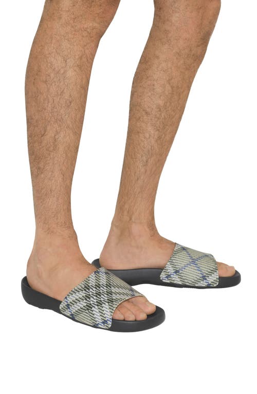 Burberry Dive Embossed Check Pool Slide Sandal In Lichen Ip Check