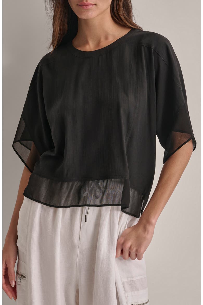 Mixed Media Dolman Sleeve Top, Main, color, BLACK