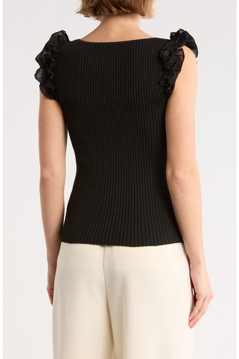 Decla Ruffle Sleeve Knit Top, Alternate, color, BLACK
