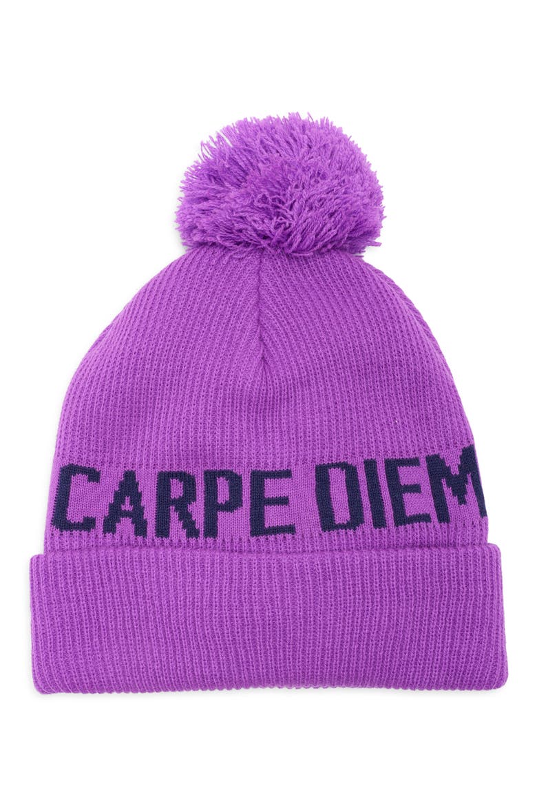 Carpe Diem Pompom Beanie, Alternate, color, ELECTRIC VIOLET