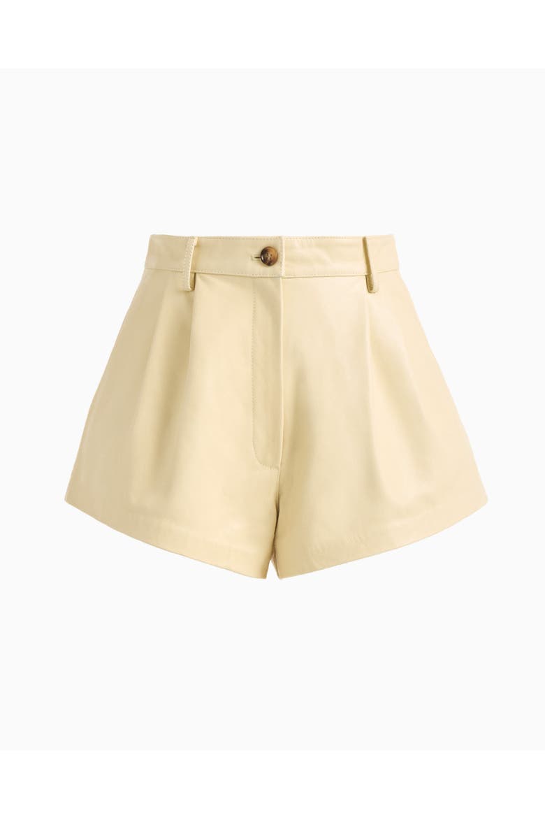 Emma leather shorts in butter yellow, Alternate, color, Butter Yellow