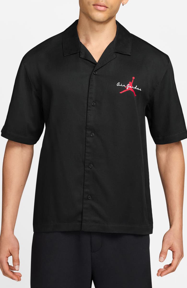 Jordan Brooklyn Bowling Shirt, Main, color, Black/ Infrared