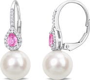 Julianna B. Pearl & Pink Sapphire Diamond Drop Earrings 14k