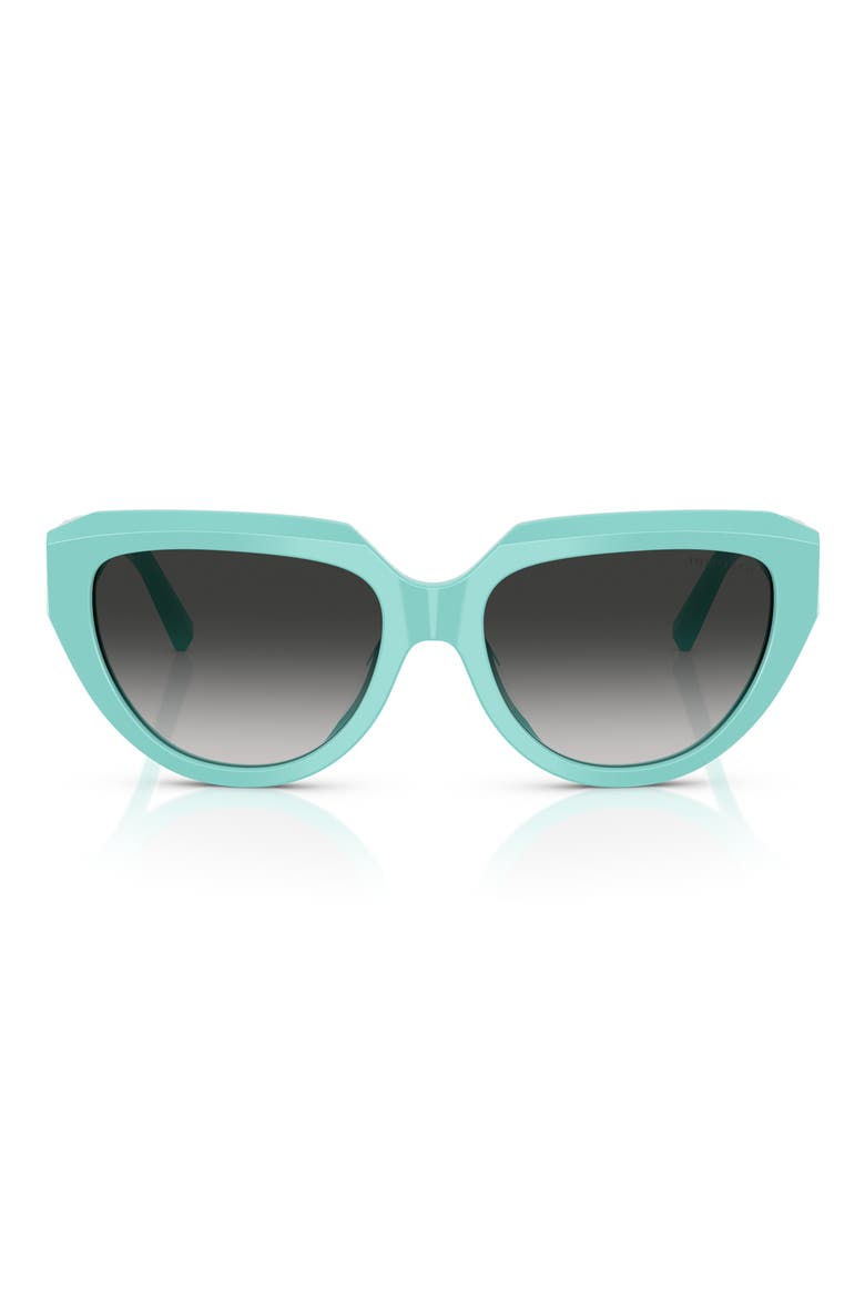 55mm Gradient Pillow Sunglasses, Main, color, TIFFANY BLUE / GREY GRADIENT