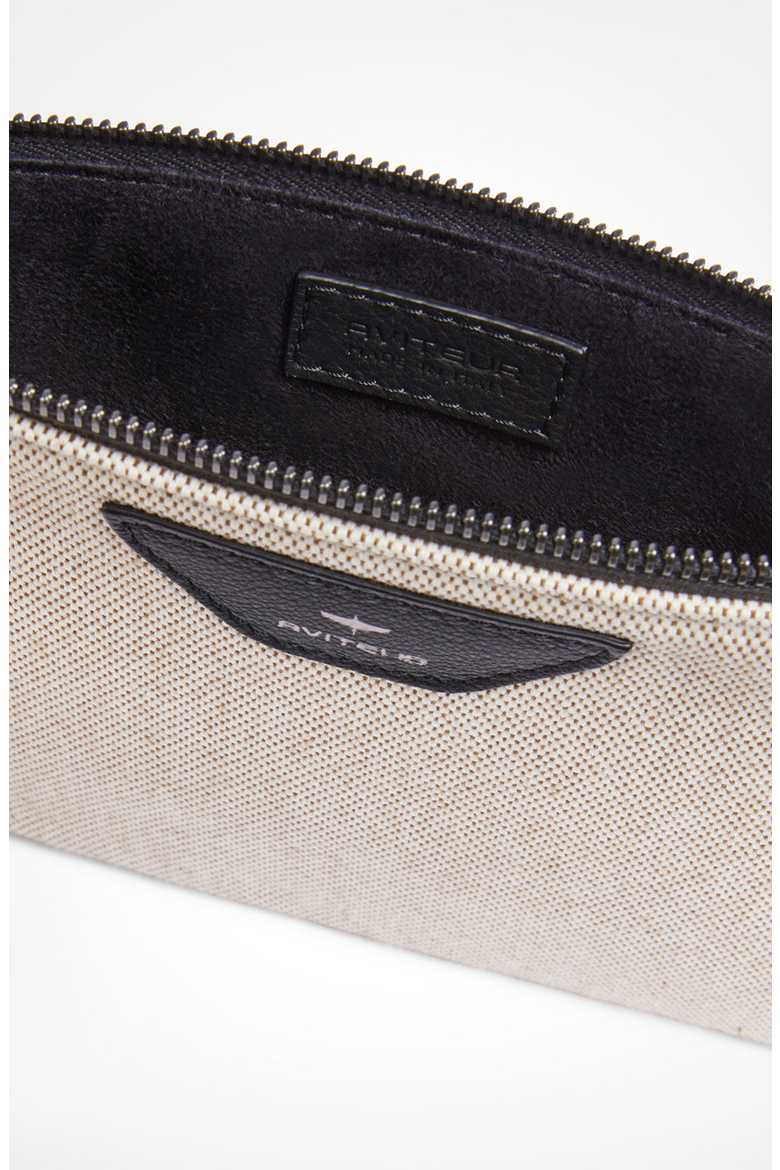 Canvas Leather Trim Travel Pouch, Alternate, color, Black