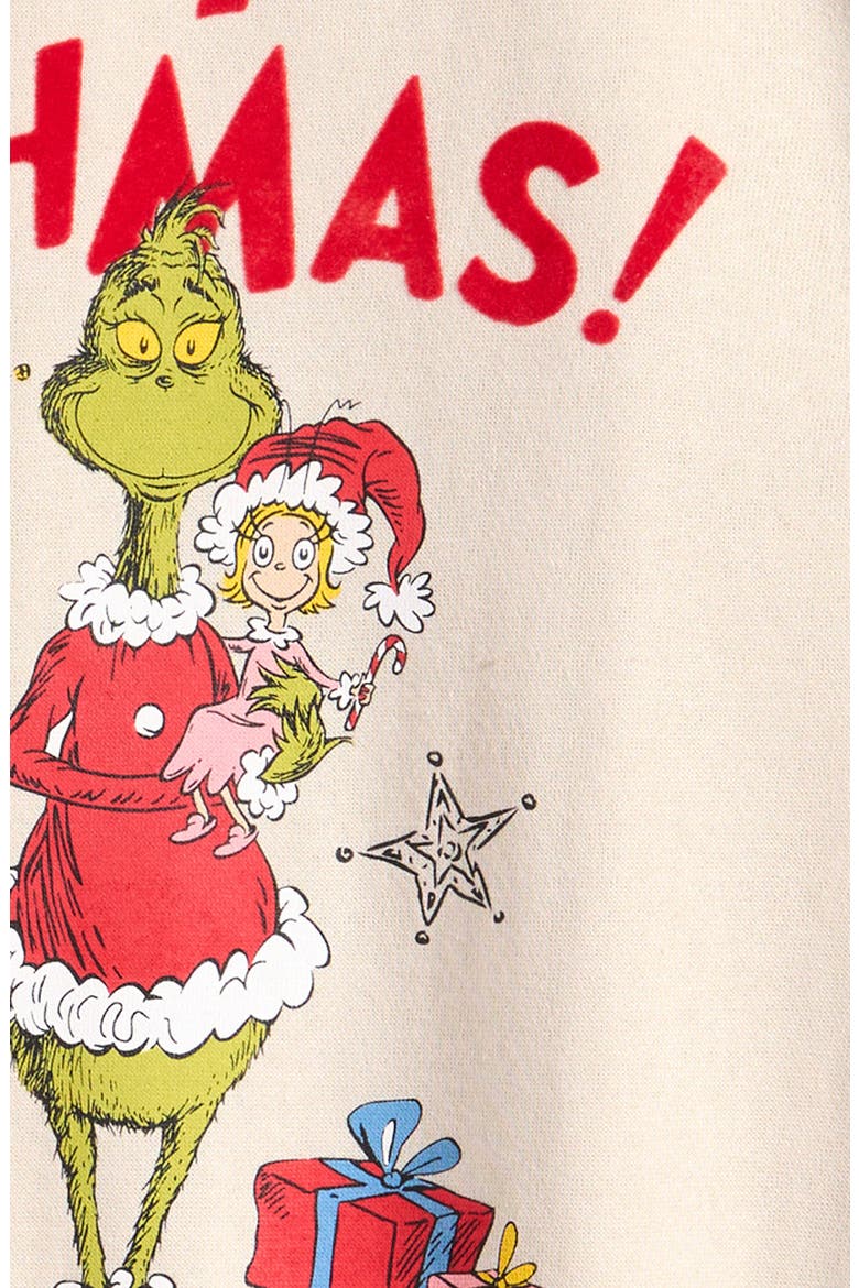 Kids' Oversize Graphic Sweatshirt, Alternate, color, IVORY DOVE MERRY GRINCHMAS