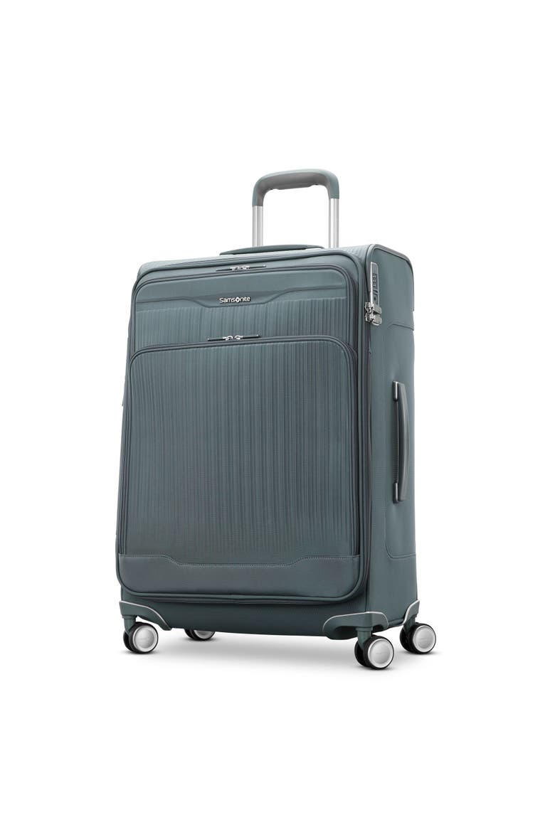 Silhouette 18 Softside Expandable 25" Checked Spinner Luggage, Main, color, Slate Blue