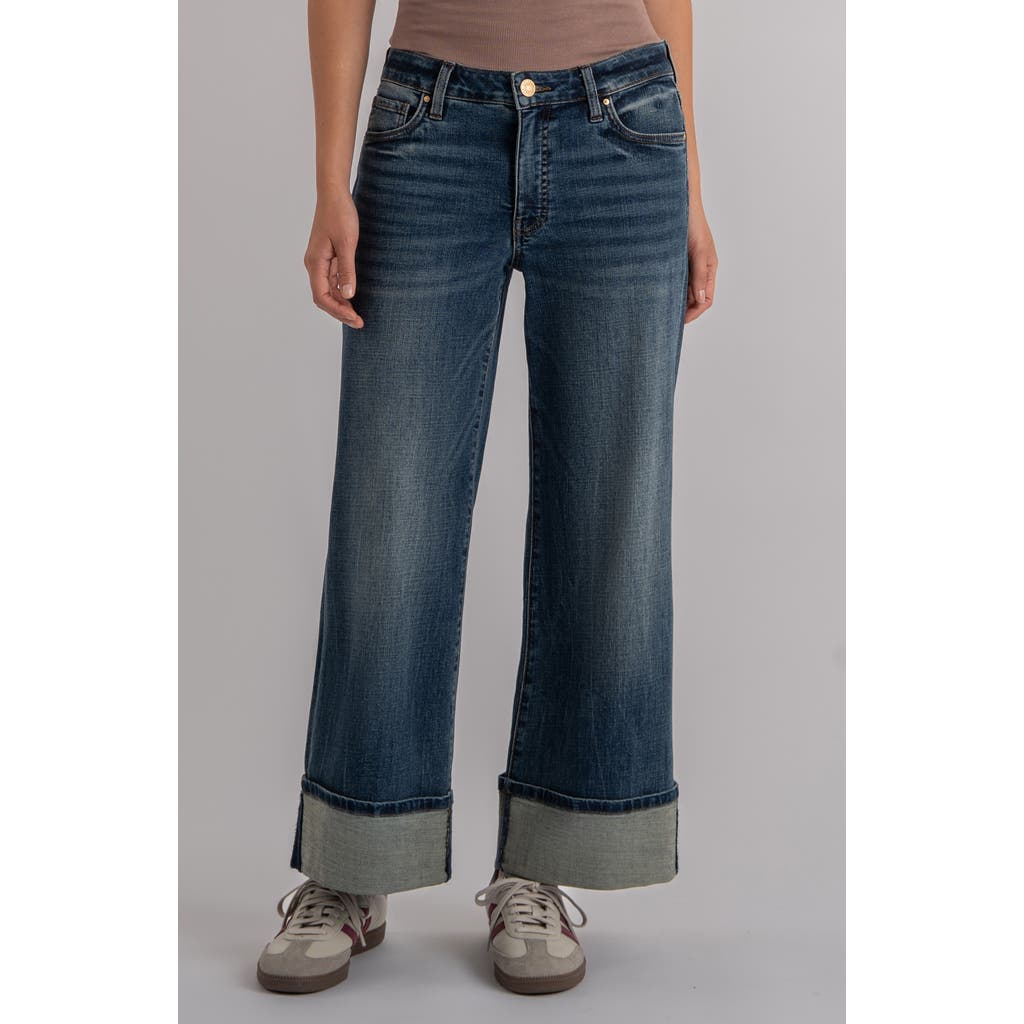 Kut From The Kloth Meg Cuffed High Waist Wide Leg Jeans In Blue