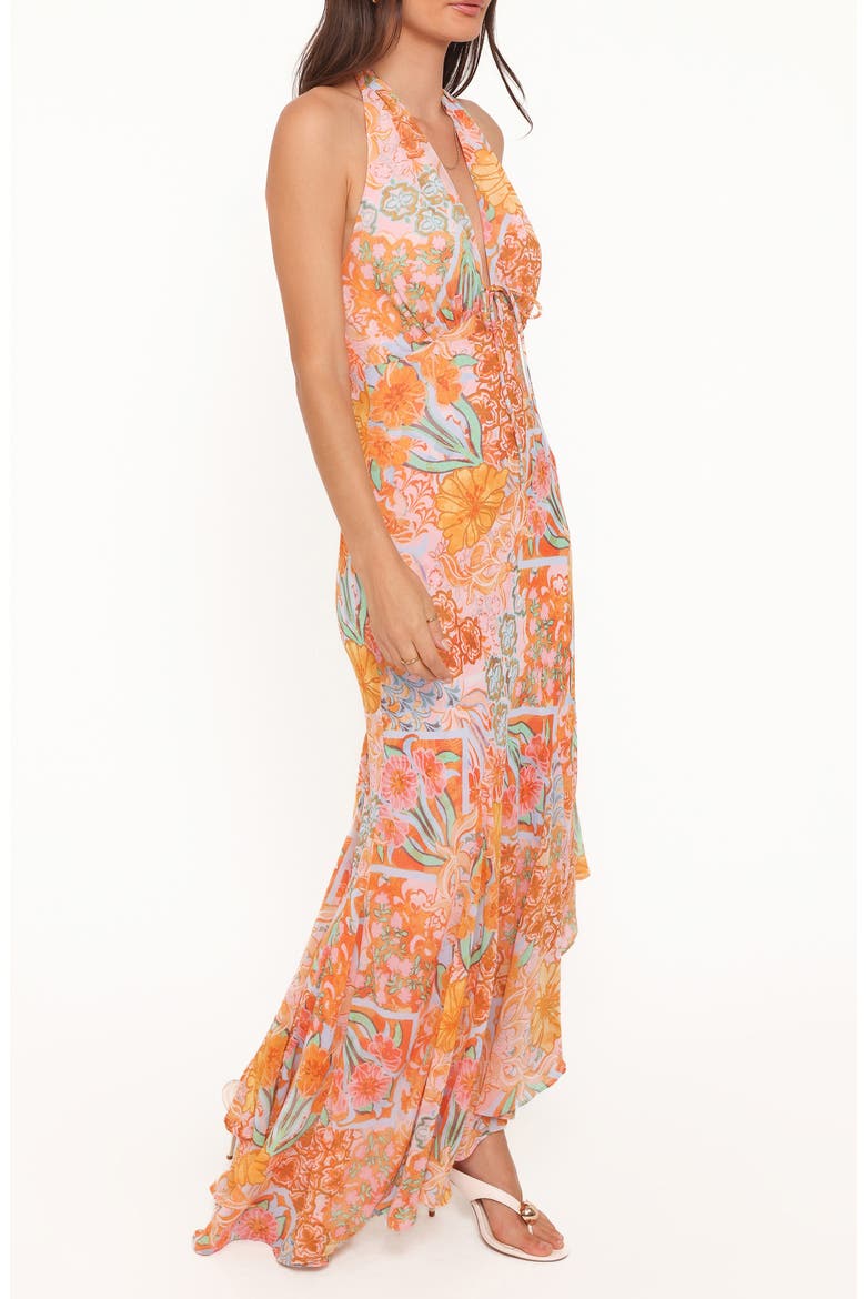 Alkira Halter Neck Maxi Dress, Alternate, color, ORANGE SUMMER GARDEN