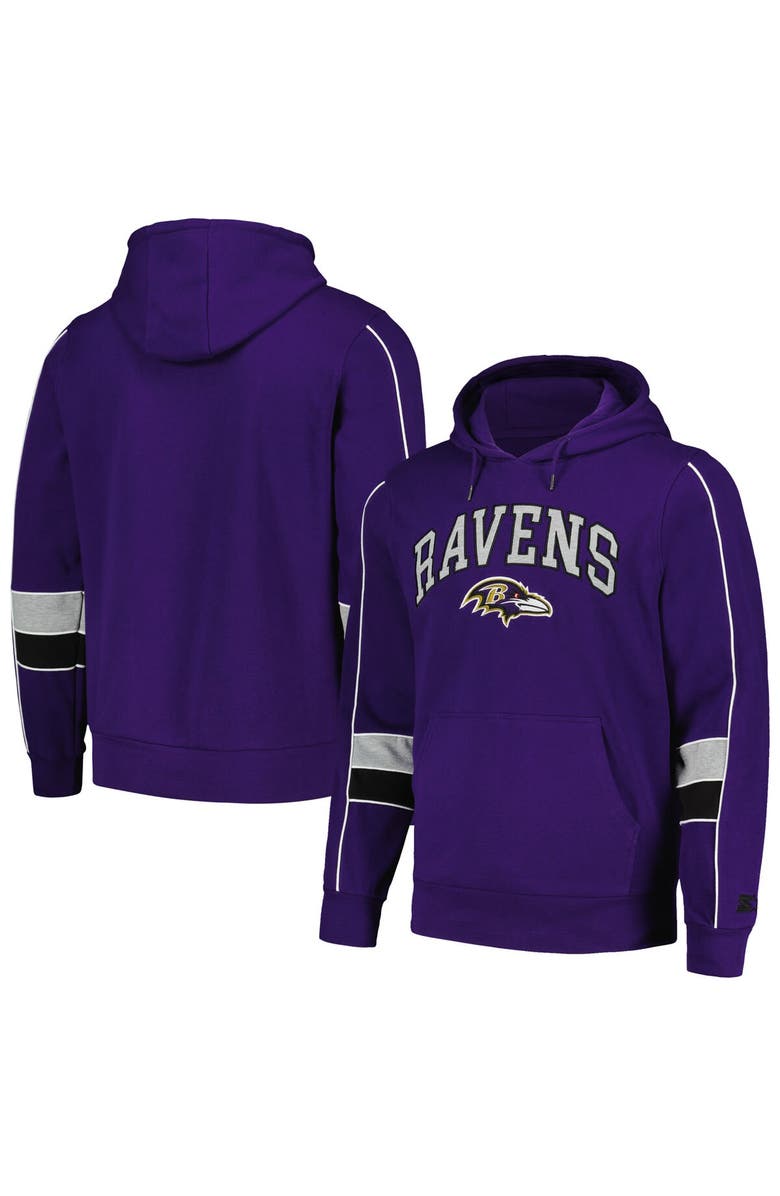 STARTER Men's Starter Purple Baltimore Ravens Captain Pullover Hoodie, Alternate, color, 