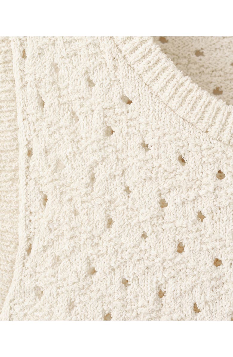 MANGO Gala Lace Trim Sleeveless Pointelle Sweater, Alternate, color, Ecru