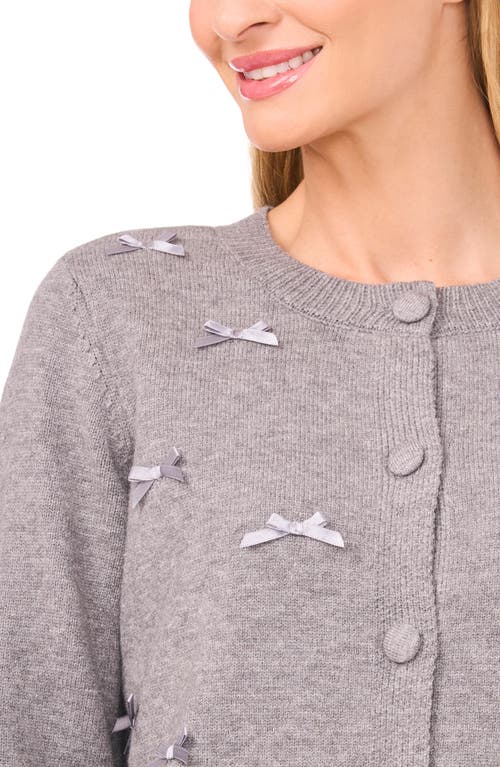 Cece Bow Detail Crewneck Cardigan In Gray
