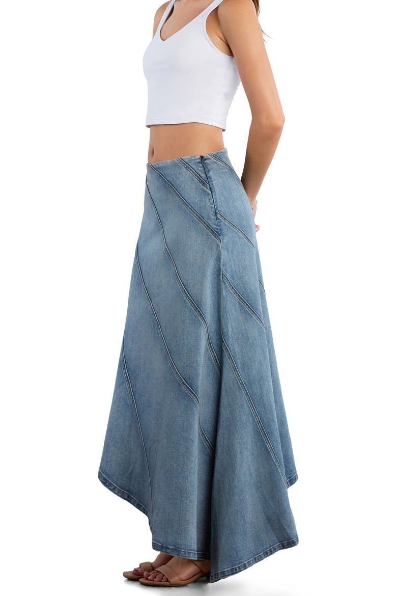 Daydream High Waist Seamed Denim Maxi Skirt, Alternate, color, FADED BLUE