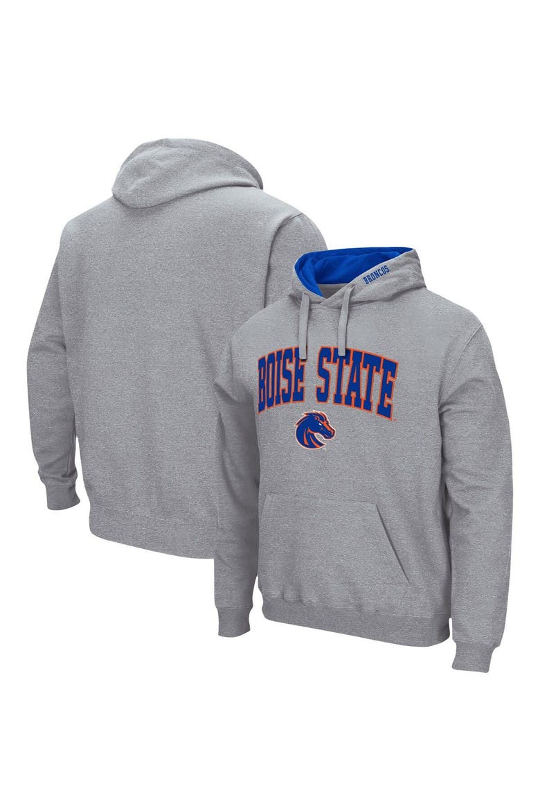 Men's Colosseum Heather Gray Boise State Broncos Arch & Logo 3.0 Pullover Hoodie, Main, color, Heather Gray